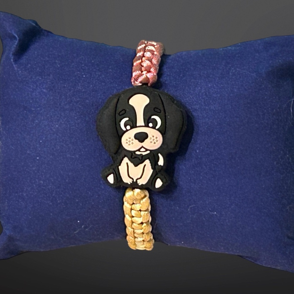 Black and Tan Puppy Bracelet; adjustable